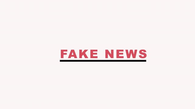 Appearance of a dirty red stamp mark "FAKE NEWS" surrounded by a rounded frame from above on a white screen with alpha channel,