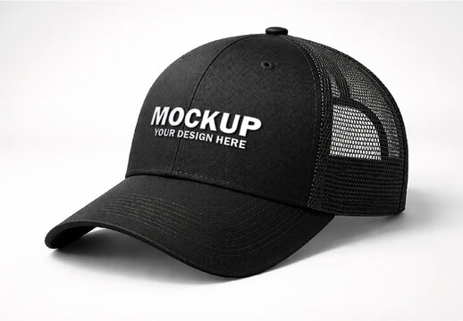 Trucker Mesh Cap Embroidery Patch Logo Effect Mockup