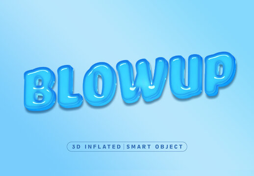 Blue 3D Inflated Glossy Balloon Text Effect