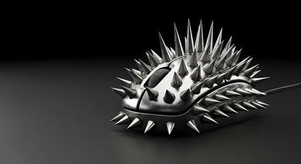 Punk Rock Computer Mouse with Metal Spikes, Aggressive Studded Technology, Tech Rebellion