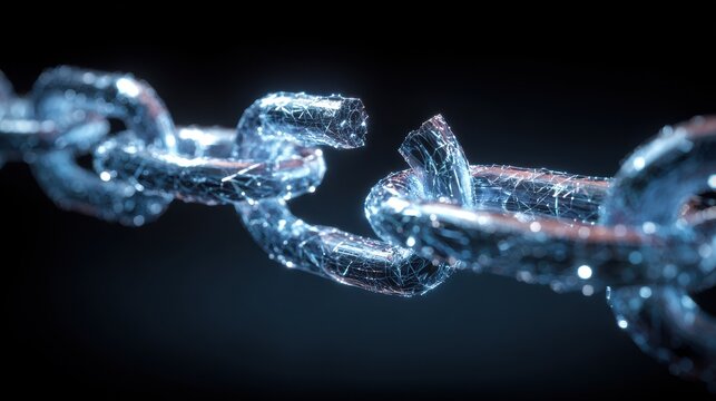 Fractured Digital Chain Link, Cybersecurity and System Failure Concept