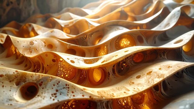 Abstract Textured Pancake: A close-up showcases a stunning, layered composition of golden-brown pancake, offering a feast for the eyes and a hint of culinary delight.