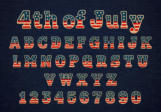 Patriotic American Flag Typography Font Set