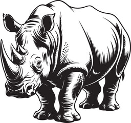 Obraz premium black and white isolated rhinoceros with transparent background