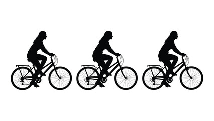 Obraz premium Three cyclists riding bicycles Vector