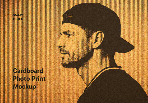 Cardboard Print Photo Effect Mockup