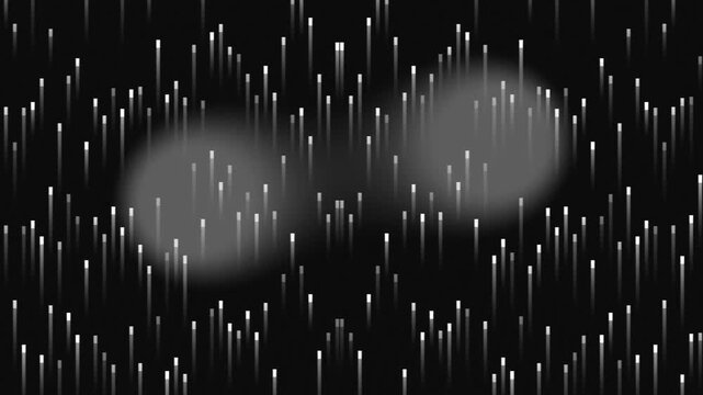 Abstract digital background with glowing white vertical lines and two blurred light sources.