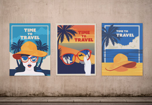 Street Glued Poster Wall Mockup
