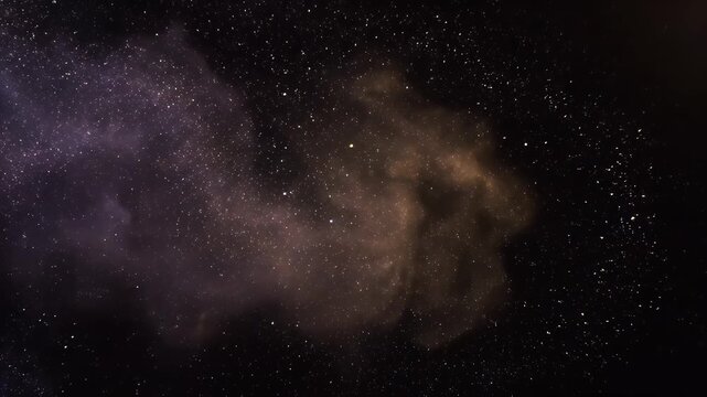 Vast Cosmic Nebula With Twinkling Stars And Swirling Purple And Orange Gas Clouds In Deep Space Exploration