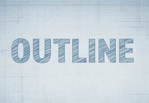 Blueprint Sketch Outline Text Effect