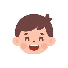 Obraz premium Happy cartoon child with brown hair and rosy cheeks.