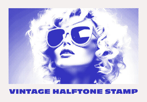 Vintage Halftone Stamp Photo Effect