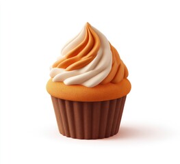 Delicious Swirled Frosting Cupcake on White Background