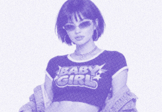Retro Pop Stamp Risograph Paper Photo Effect