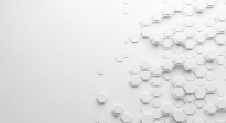 White 3D hexagonal pattern on clean abstract background