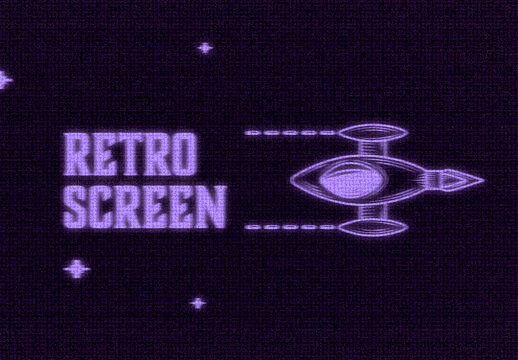 Violet Neon Retro Screen Mockup