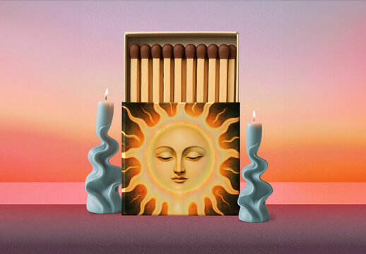 Surreal Sunlit Matchbox Mockup Art PSD