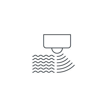 Depth Sensor LiDAR Icon, Wave Distance Scanning Vector Illustration, Infrared Spatial Detection
