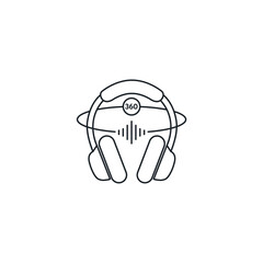 Obraz premium Spatial Audio 360 Sound Icon, Immersive Headphones Wave Orbit Vector Illustration, Surround Sound Experience