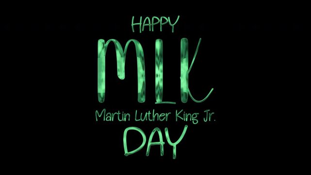 Green and joyful mlk martin luther king day typography suitable for social media posts, educational materials, and event promotions.
