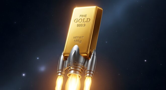 Illustration of skyrocketing gold prices