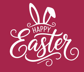 Happy Easter Holiday Text Calligraphy. Poster Design.