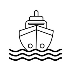 Obraz premium Minimalist cargo ship line icon isolated on white background. Maritime transportation and logistics symbol suitable for shipping, delivery, and sea transport concepts.