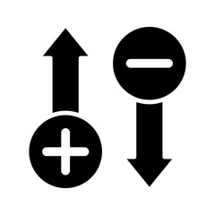 Obraz premium Plus and minus arrow line icon representing increase and decrease. Suitable for finance, growth, statistics, adjustment, and data comparison concepts.