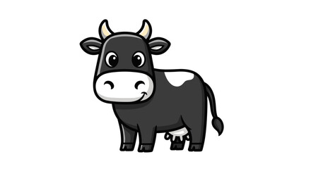 Obraz premium Cute Cartoon Black and White Cow Illustration.