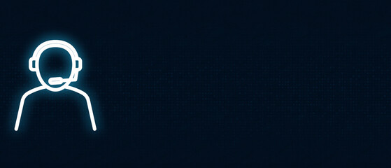  Glowing Customer Support Agent with Headset Icon