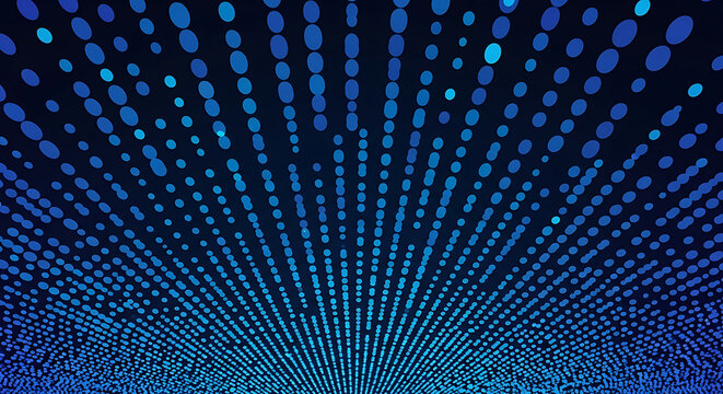 Dotted vector abstract background with blue dot element in perspective flow multimedia information theme for big data analysis and digital communication visualization concept