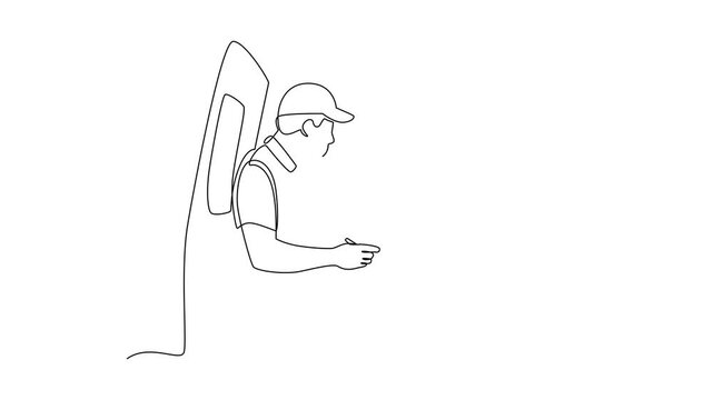Offline Work Preparation. Preparation for 7 days without electricity Concept. Single line draw design Video 4k. Footage graphic illustration