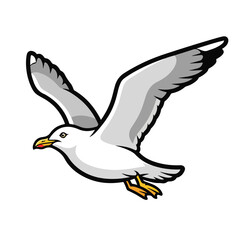 Fototapeta premium A cartoon seagull in flight