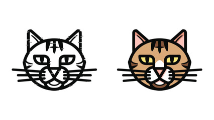 Cat face illustration set with different expressions © MD
