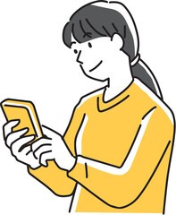 Obraz premium スマホの操作を楽しんでいる女性