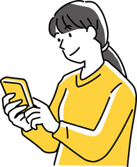スマホの操作を楽しんでいる女性