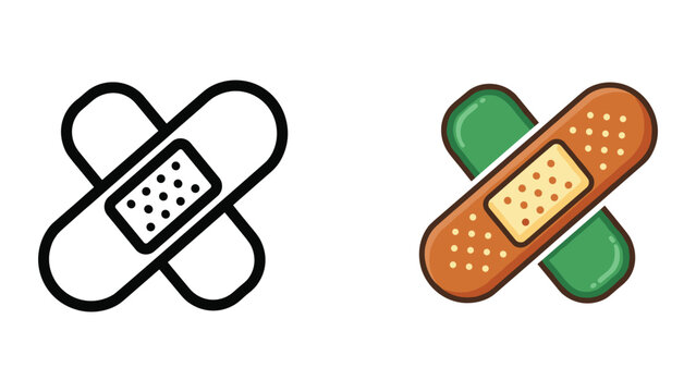Bandage icon in different styles on white background