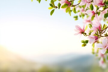 Obraz premium Beautiful Spring Landscape with Pastel Flower Blooms