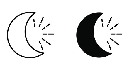 Obraz premium Crescent Moon Icons with Radiating Lines