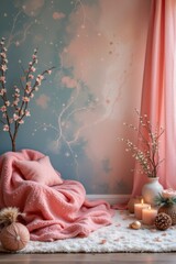 Cozy Interior with Pink and Blue Accents