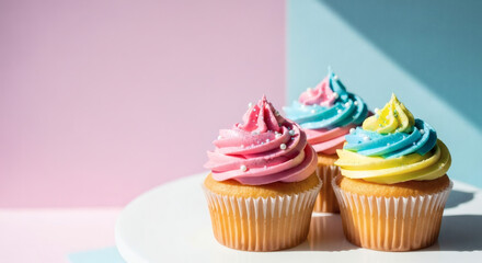 cupcakes with cream and sprinkles