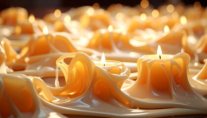 Collection of lit candles with soft, warm glow.