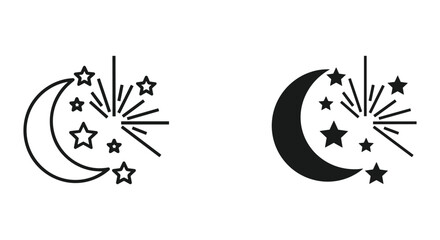 Fototapeta premium Night Sky with Crescent Moon and Stars