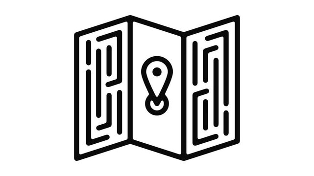 Simple navigation map icon with location marker displayed prominently