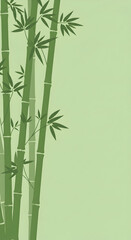 Serene Bamboo Grove: A Minimalist Illustration with Soft Green Tones and Elegant Simplicity