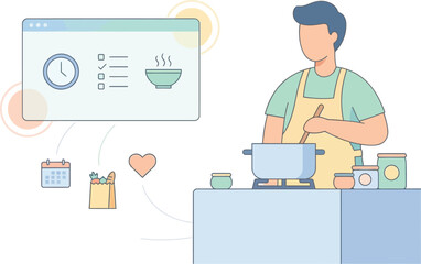 Naklejka premium Streamlined Home Cooking Experience Digital Meal Planning, Recipe Management & Smart Kitchen Organization
