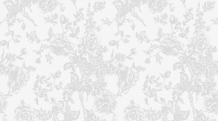 Subtle beige floral damask pattern on an off-white textured background, elegant and seamless vintage wallpaper design