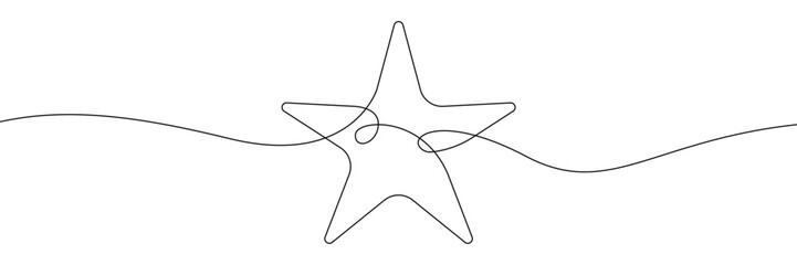 Continuous one line drawing of a five pointed star shape minimalist black outline vector illustration. Editable stroke. Doodle hand drawn © SomDraw