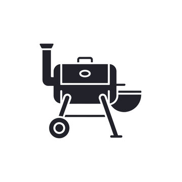 A black silhouette illustration of a smoker barbecue grill