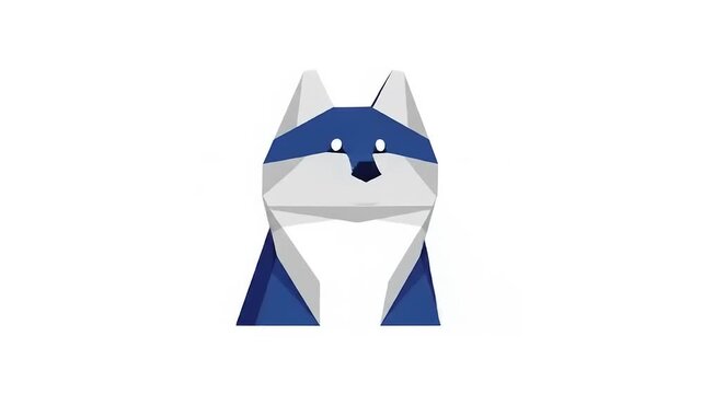 Geometric Wolf Logo Animation Blue White.
